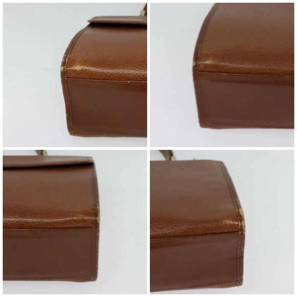 Burberrys Hand Bag Leather 2way Brown Gold Auth BA2959 - Picture 15 of 16